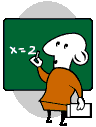 Teacher demonstrating mathmatics problem on chalkboard 