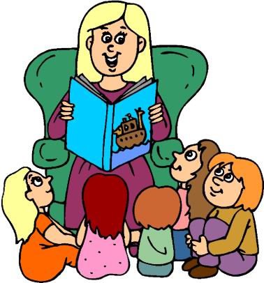 woman reading to children 