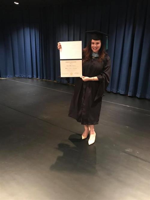 Ms. Cipriano receiving her Masters of Education 