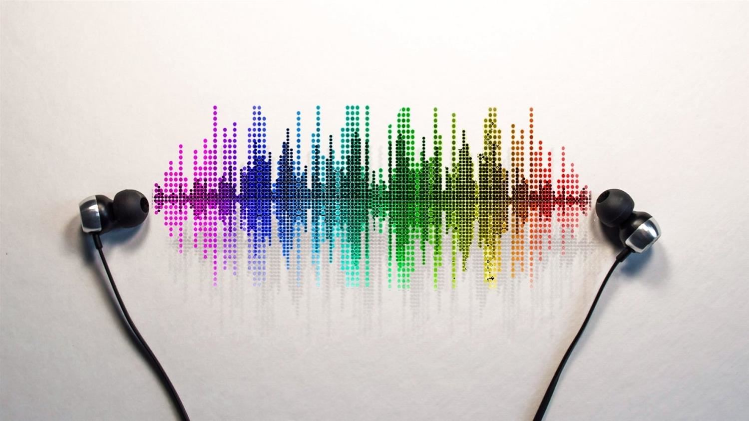 a soundwave between two earbuds