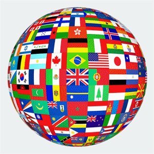 Globe with flags